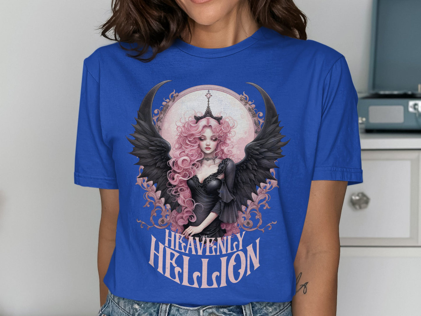 Heavenly Hellion Graphic Blue T-Shirt product type