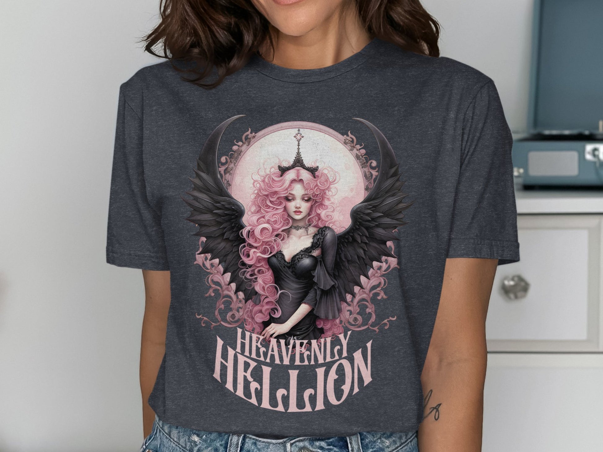 Heavenly Hellion Graphic Tee for Women Trendy Shirt product type